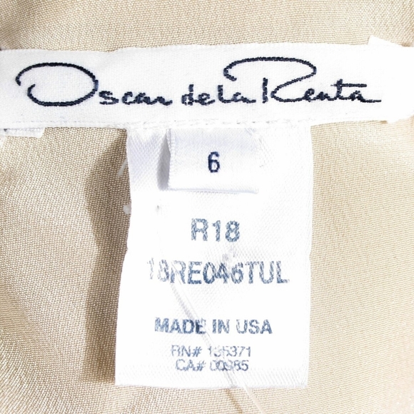 *$11,790 NEW R18 OSCAR DE LA RENTA CHAMPAGNE GOLD LEAF BEAD GOWN US 6, 12 - Picture 8 of 15